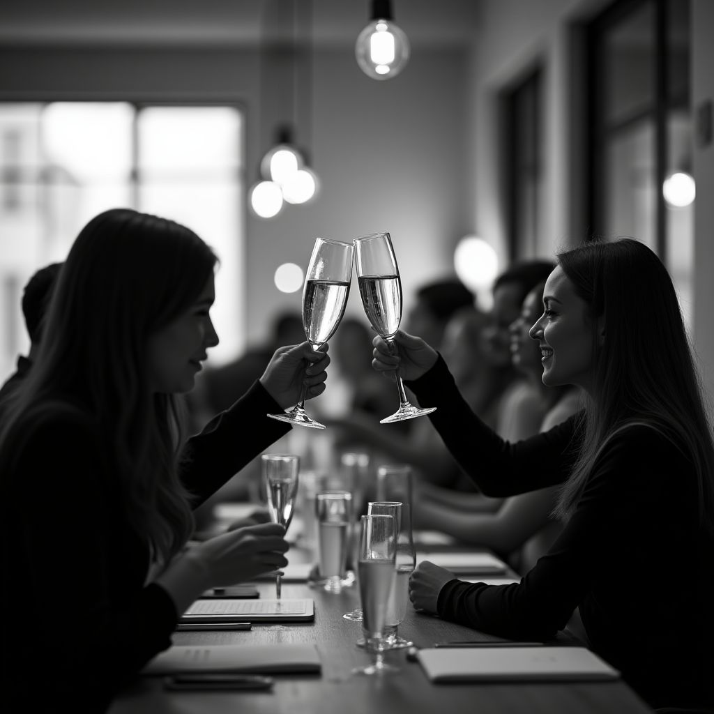 Echipa sărbătorind lansarea unui proiect major